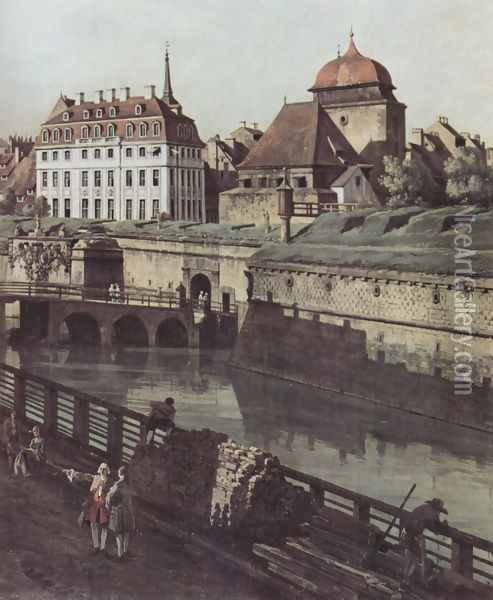 View of Dresden, the fortress plants in Dresden, fortified with trenches bridge between Wilschen gate pillar and pos Oil Painting - (Giovanni Antonio Canal) Canaletto