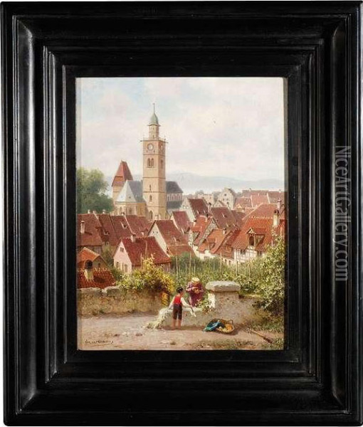Uberlingen Atlake Constance Oil Painting - Arnold Meermann