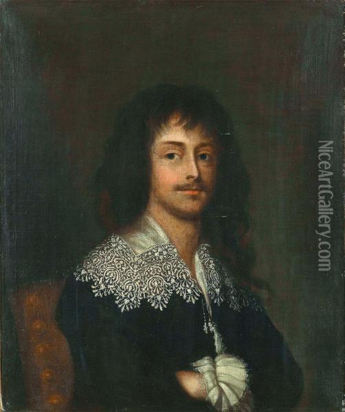 Portratt Av Herre I Spetskrage Oil Painting - Sir Peter Lely
