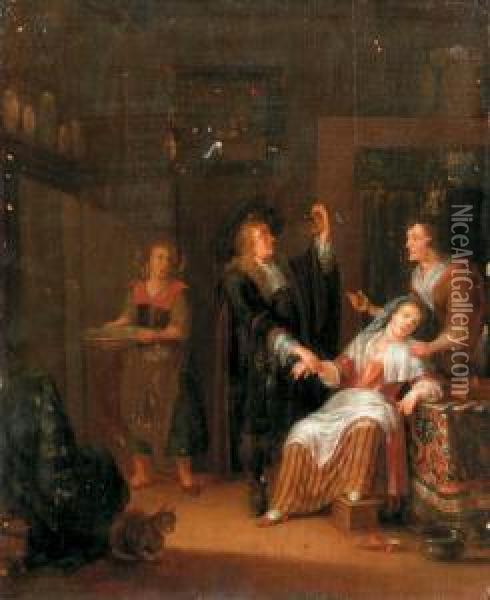 The Doctor's Visit Oil Painting - Adriaen The Elder Verdoel