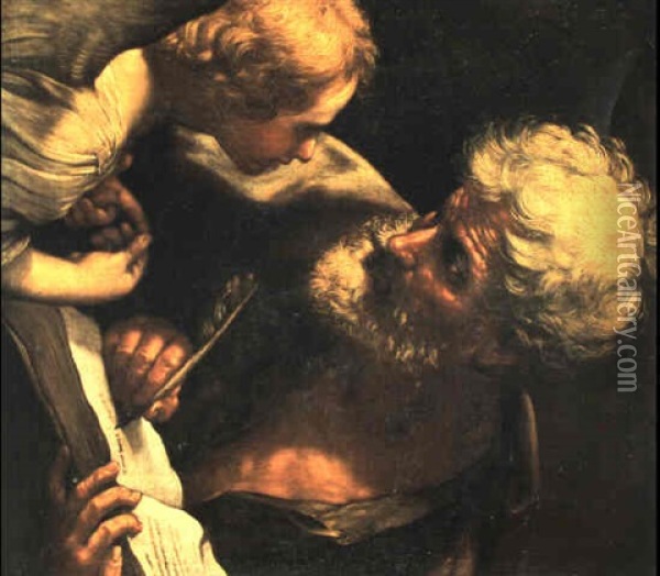 Evangelist Und Engel (ausschnitt) Oil Painting - Jusepe de Ribera