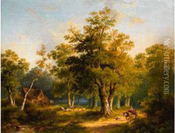 Eichenwaldlandschaft Oil Painting - Acobus Loernsz. Sorensen