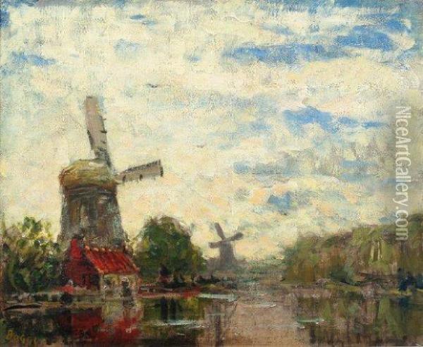 Moulins Hollandais Sur Le Canal Oil Painting - Frank Myers Boggs