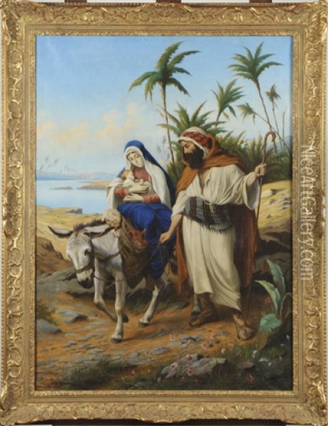 La Fuite En Egypte Oil Painting - Jef Louis Van Leemputten