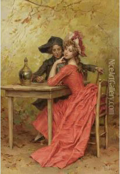 The Flirtation Oil Painting - Frederick Hendrik Kaemmerer