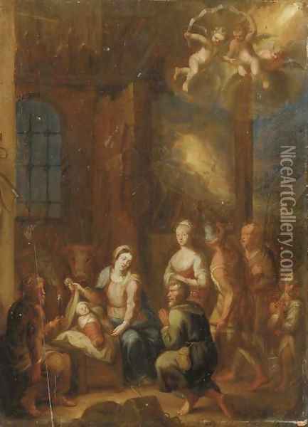 The Adoration of the Shepherds Oil Painting - German School