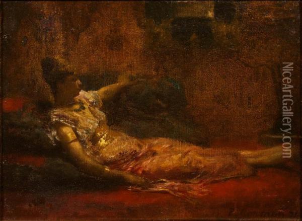 Odalisque Couchee Oil Painting - Fernand-Anne Piestre Cormon