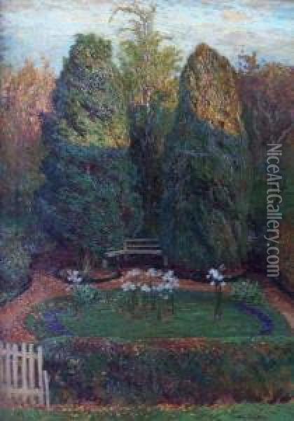 Garten Mit Weisen Lilien Oil Painting - Wilhelm Ludwig H. Claudius