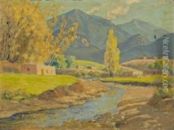 New Mexico Adobes Oil Painting - Sheldon Parsons