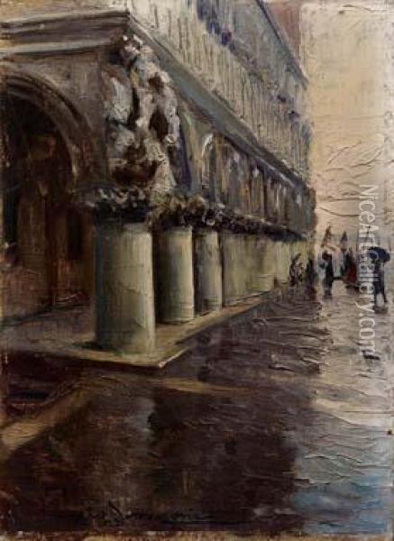 Venezia, In Piazza San Marco -1923 Oil Painting - Mario Borgoni