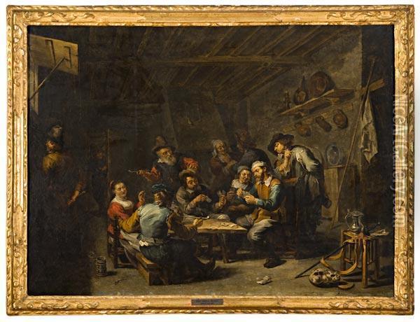 Giocatori Di Carte In Taverna Oil Painting - Cornelis (Pietersz.) Bega