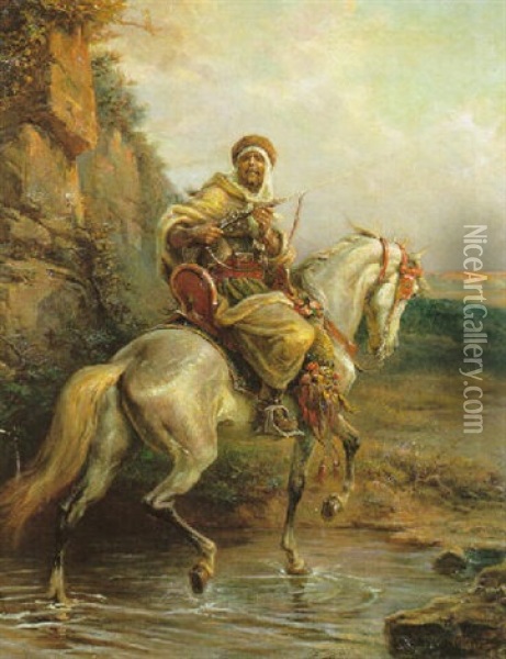 Cavalier Arabe Oil Painting - Henri Felix Emmanuel Philippoteaux