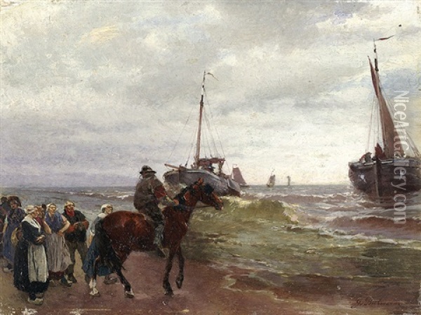 At The Coast Oil Painting - Gregor von Bochmann the Elder