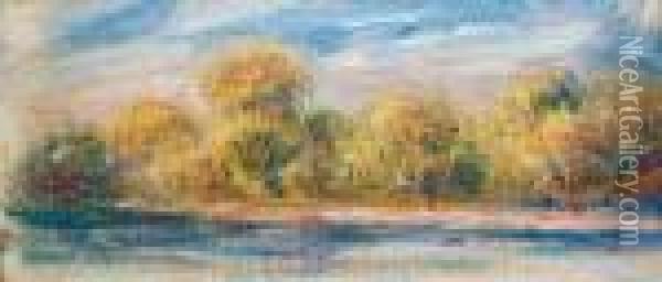 Paysage Aux Arbres Oil Painting - Pierre Auguste Renoir