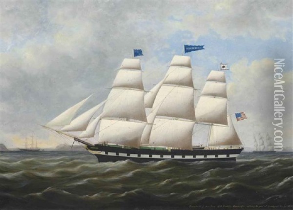 The American Merchantman Trumbull Of New York Entering The Port Of Liverpool, 20th December 1859 Oil Painting - Duncan Mcfarlane