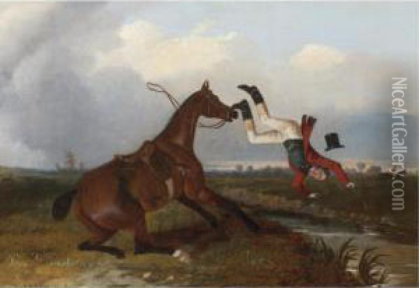 Mishap At A Stream Oil Painting - John Dalby Of York