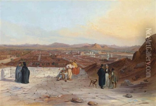 Santiago From The Hill Of Santa Lucia, Looking West Oil Painting - Johann Moritz Rugendas