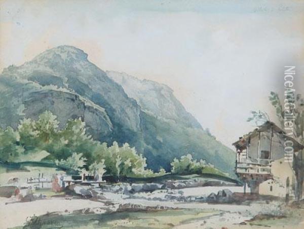 Vallata Di Ponte, Novara Oil Painting - Carlo Felice Biscarra