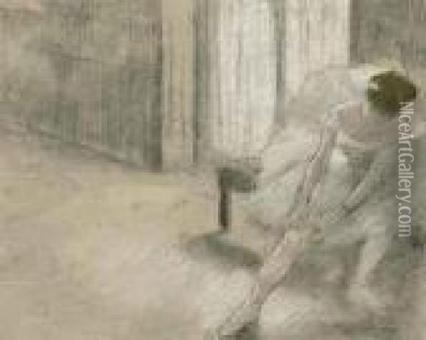 Danseuse Tirant Son Maillot Oil Painting - Edgar Degas