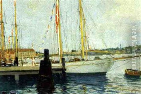 Hafen Mit Segelschiffen Oil Painting - Christian Bogo