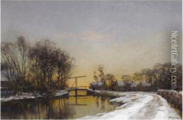 Winter Afternoon Oil Painting - Jan Hillebrand Wijsmuller
