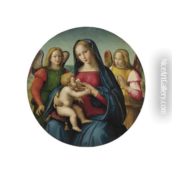 The Madonna And Child With Adoring Angels Oil Painting - Ridolfo del Ghirlandaio