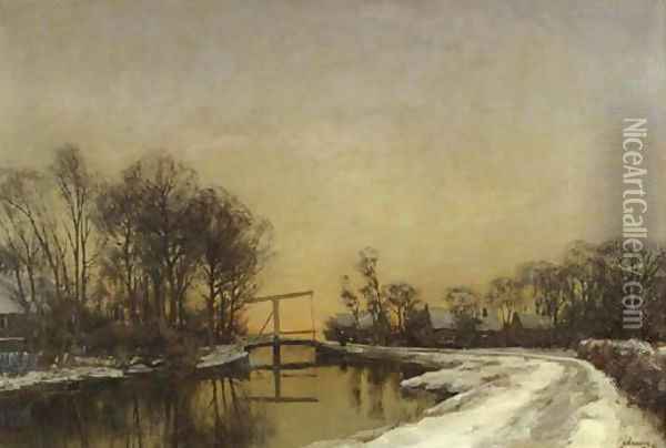 A late afternoon in winter Oil Painting - Jan Hillebrand Wijsmuller