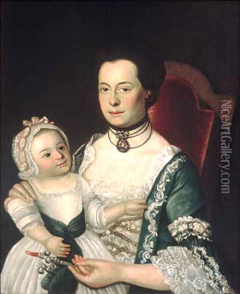 Mrs Jacob Hurd and Child 1762 Oil Painting - William Johnston