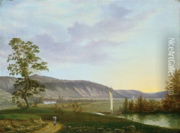 Blick Auf Die Elbe Von Cosels Garten Bei Dresden Oil Painting - Frederik Michael Ernst Fabritius de Tengnagel