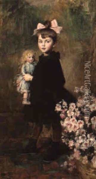 The New Doll Oil Painting - Albert Aublet