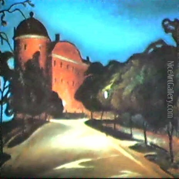 The Castle Of Uppsala At Night Oil Painting - Ernst Nilsson