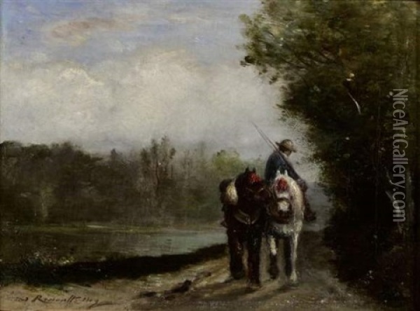 Halage Le Long D'une Riviere Oil Painting - Charles Edmond Renault