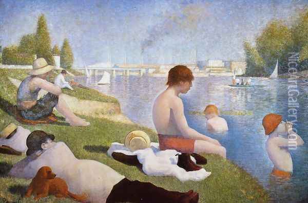 Bathing at Asnieres Oil Painting - Georges Seurat