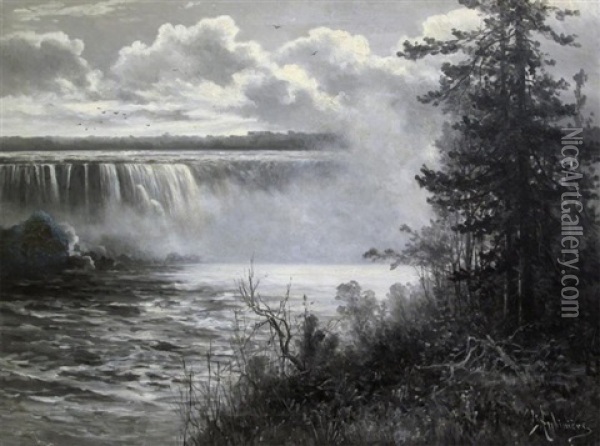 Niagara Falls Oil Painting - Constant Auguste de L' Aubiniere