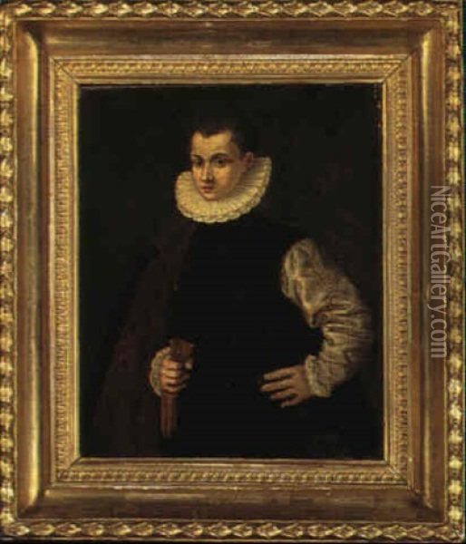 Portrait Of A Gentleman, Said To Be Lord Guilford Dudley Oil Painting - Antonis Mor Van Dashorst