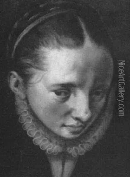 Head Of A Woman, A Fragment Oil Painting - Pieter Aertsen