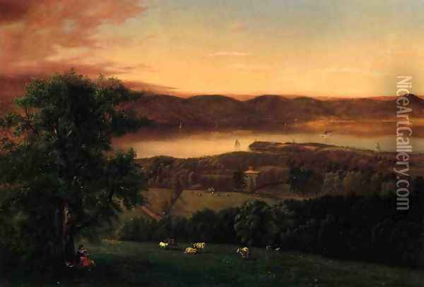 View of the Hudson from Sing-Sing, New York Oil Painting - Robert Havell, Jr.