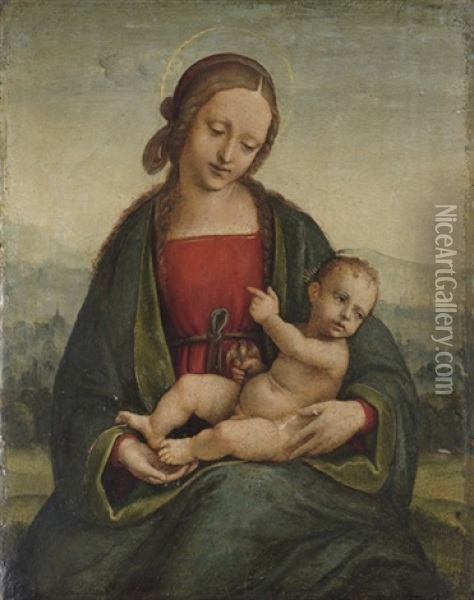 The Madonna And Child With A Goldfinch Oil Painting - Alberto Piazza