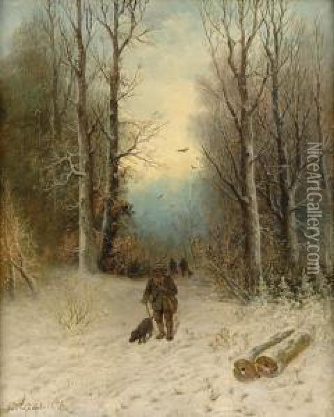 Winterwald Mit Jagern. Oil Painting - Joseph Friedrich N. Heydendahl