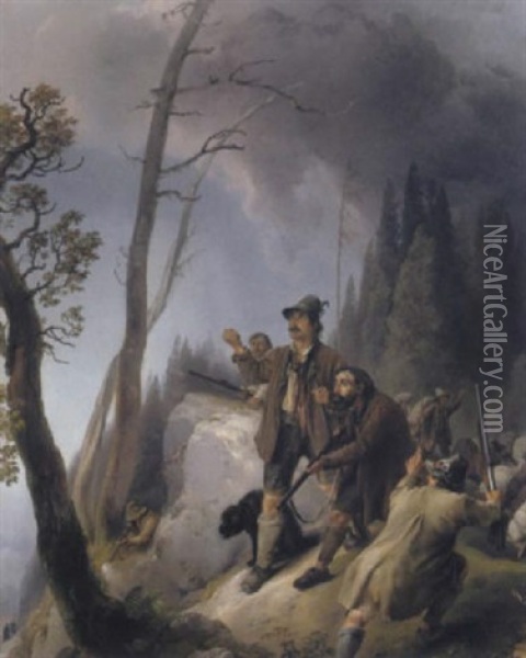 Die Schmuggler Oil Painting - Johann Fischbach