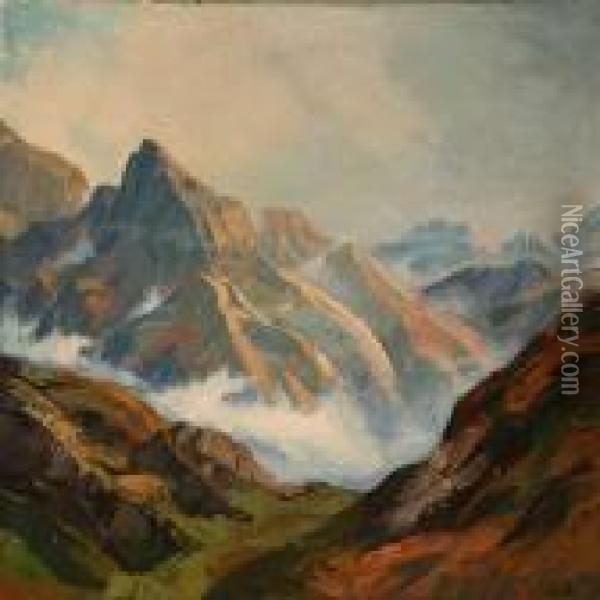Mountainlandscape From Greenland Oil Painting - Emanuel A. Petersen