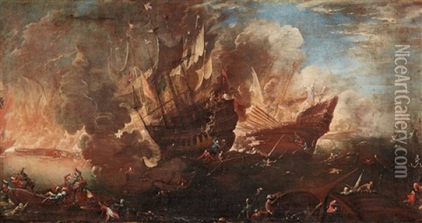 Seeschlacht Oil Painting - Cornelis de Wael