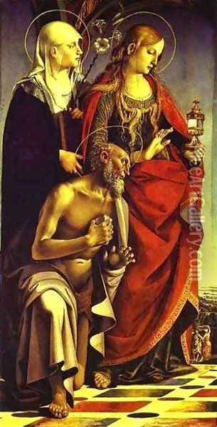 Saugustine Catherine Of Alexandria And Anthony Of Padua Right Wing Of The St Agosino Altarpiece Detail 1498 Oil Painting - Luca Signorelli