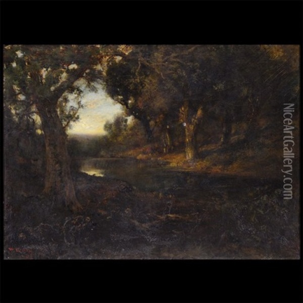 Forrest With A Pond Oil Painting - William Keith
