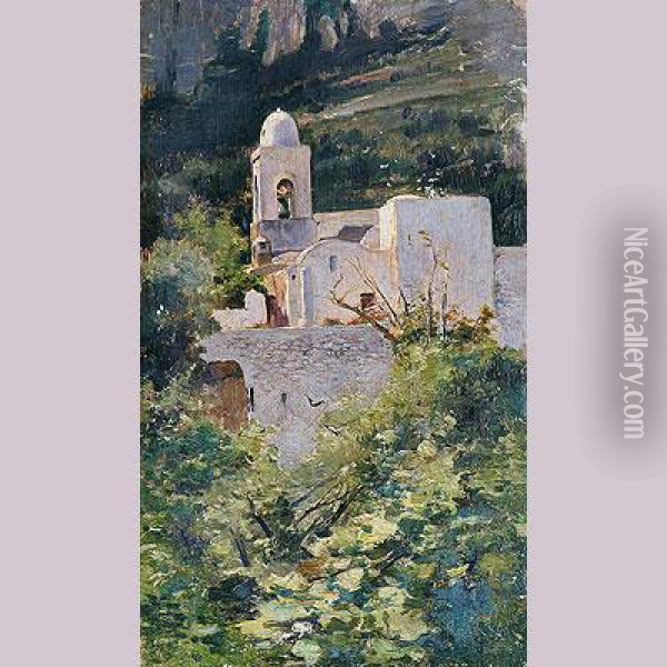 Iglesia Del Santisimo Salvador En Capri Oil Painting - Angel Andrade Blasquez