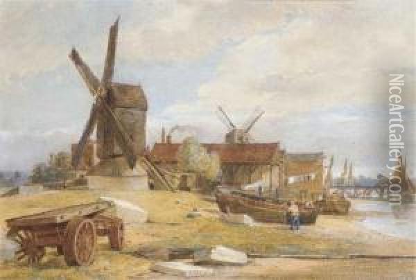 At Limehouse Oil Painting - Octavius Oakley
