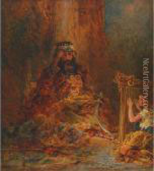 Saul And King David Oil Painting - Otto Reinhard Jacobi