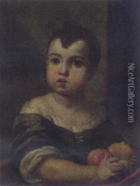 Portrait Of A Child Oil Painting - Antonio Mercurio Amorosi