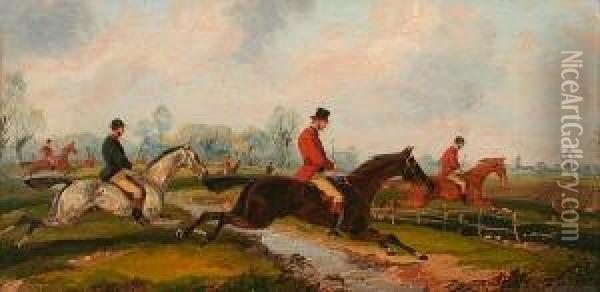 A Hunting Scene, Together With Another Similar, A Pair Oil Painting - Herny Jr Alken