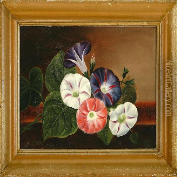 Bouquet Flowers On A Frame Oil Painting - I.L. Jensen